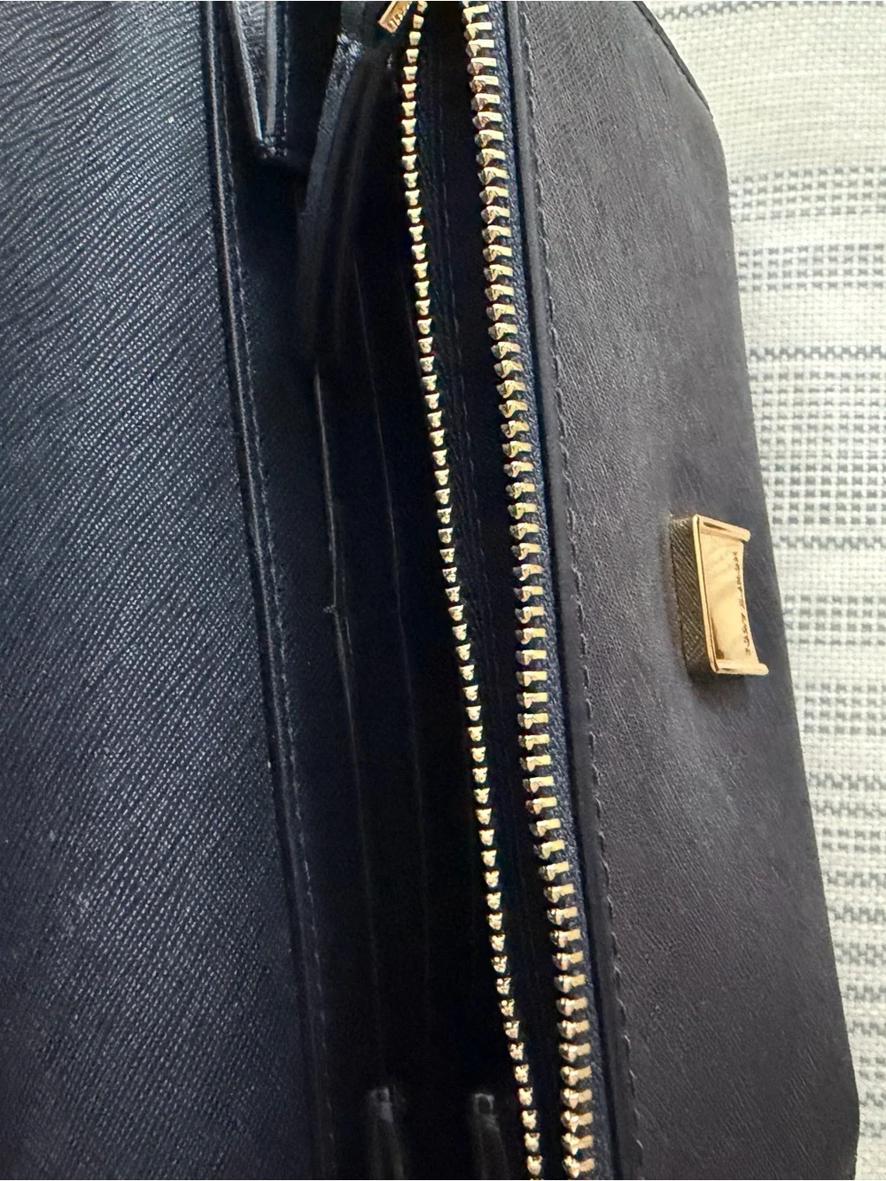 Tory Burch Navy Saffiano Crossbody with Gold Chain